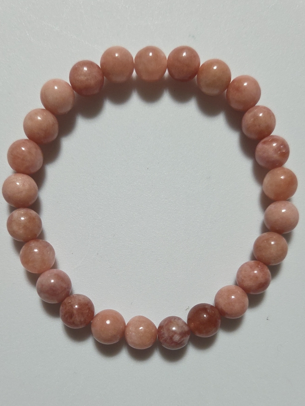 Handmade Natural Sunstone 8mm Gemstone Stretch Bracelet 7 Inch Crystal Healing